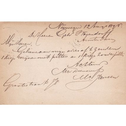 Netherlands 1896 Nijmegen to Amsterdam Postal card written VGC