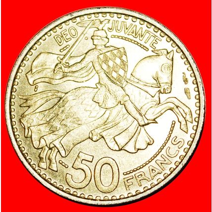 FRANCE: MONACO ★ 50 FRANCS 1950 KNIGHT MINT LUSTER! LOW START★NO RESERVE!