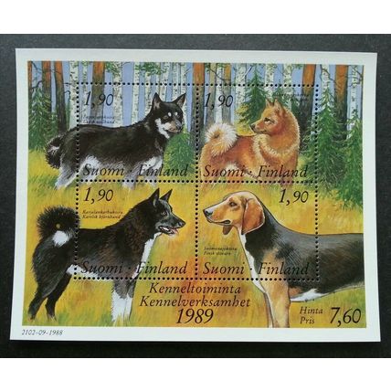 Finland 100 Years Union of Finnish Dog Breeders 1989 Pet (ms) MNH