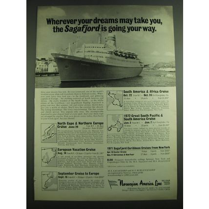 1971 Norwegian America Line Ad - Wherever your dreams may take you