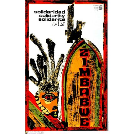 Political POSTER.Set of 5.Zimbabwe Solidarity Propaganda.Africa Anti-Apartheid