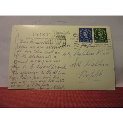 BATHING POOL AT TINSIDE, PLYMOUTH, DEVON used postcard by Valentine 1959 pm =