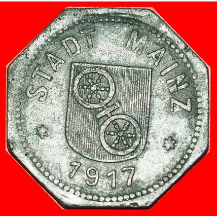 Ⰶ SILVER WHEELS NUREMBERG: GERMANY MAINZ★ 10 PFENNIGS 1917!★LOW START★NO RESERVE