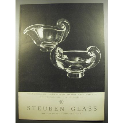 1955 Steuben Glass Advertisement - Cream and Sugar Set