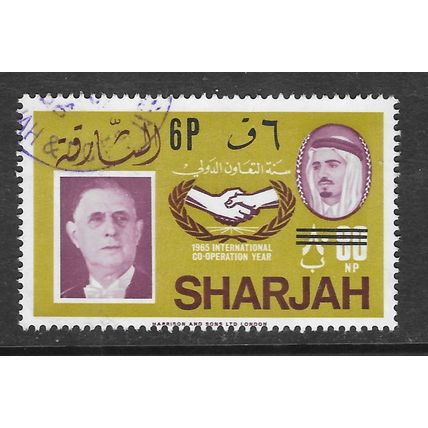 UAE SHARJAR 1965 INTERNATIONAL COOPERATION YEAR DEGAULLE USED SURCHARGED