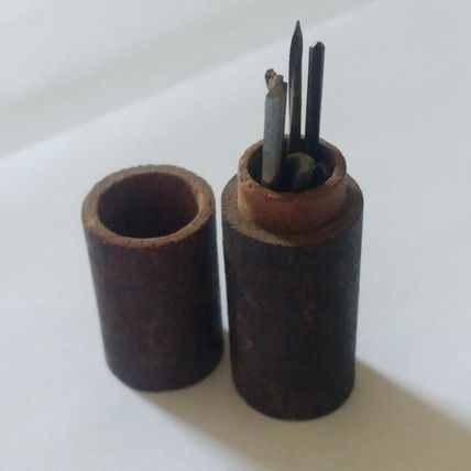 Vintage Wood Cylinder Drill Bit Holder Miniature 2-1/2"