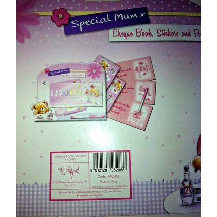 An Ideal Novelty Gift For Children of All Ages - Cheque Book, Pen & Sticker Set