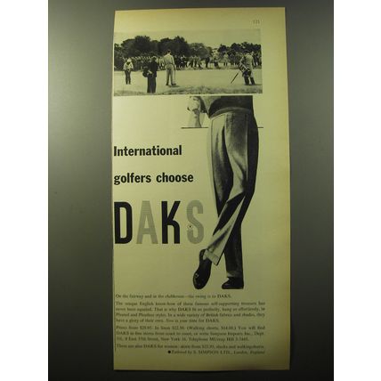 1960 Simpson DAKS Trousers Ad - International golfers choose DAKS