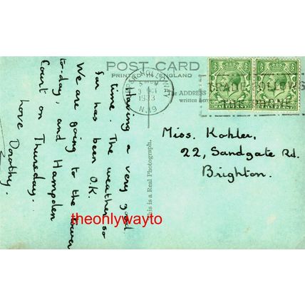 Peter Pan Statue, Kensington Gardens, London, RP, 20A Postcard, 1933