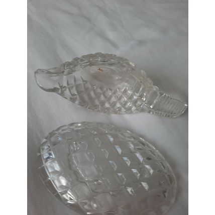 VINTAGE GLASS SAUCE BOAT AND DISH