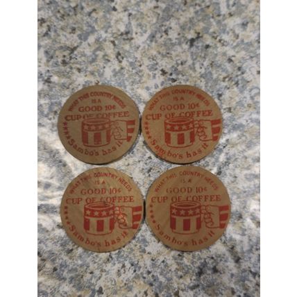 4 Vintage SAMBO'S RESTAURANT 10 Cent Coffee WOODEN Tokens Coins