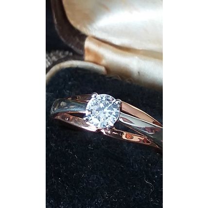 Vintage 1990-s 14 Ct Rolled Gold Zircon Ring Size UK N 1/2 US 7 - Hallmarked!