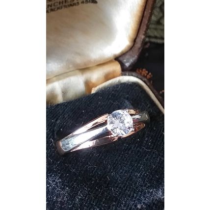 Vintage 1990-s 14 Ct Rolled Gold Zircon Ring Size UK N 1/2 US 7 - Hallmarked!