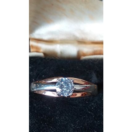 Vintage 1990-s 14 Ct Rolled Gold Zircon Ring Size UK N 1/2 US 7 - Hallmarked!
