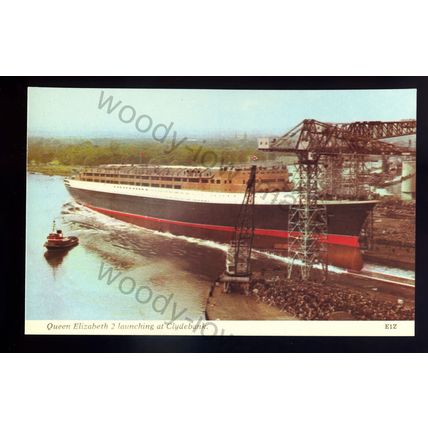 LS2697 - Cunard Liner - Queen Elizabeth 2 launching, Clydebank in 1967. postcard