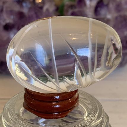 Vintage Ruckl Bohemian Czech Hand Cut Crystal Egg With Stand Original Box Label