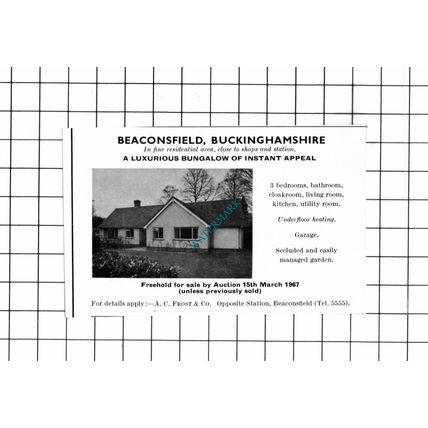 Beaconsfield Buckinghamshire SMALL House Sale Advert - 1967 Clipping