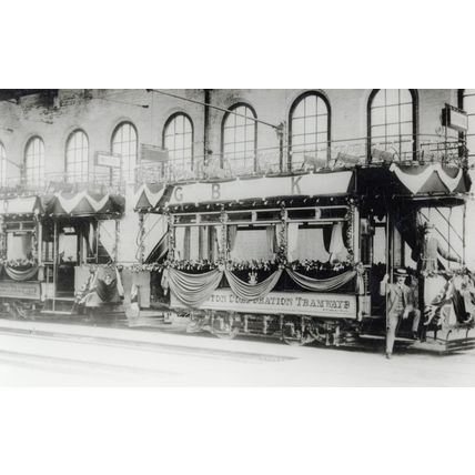 Warrington Tramways Old Decorated Bus Tram Old PB Postcard Photo
