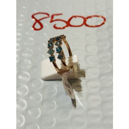 NWT Ring Bomb Party Sz9 RBP Blue Clusters Rose Gold P Band Costume Jewelry