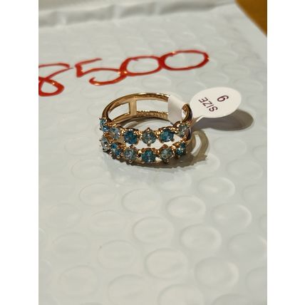 NWT Ring Bomb Party Sz9 RBP Blue Clusters Rose Gold P Band Costume Jewelry
