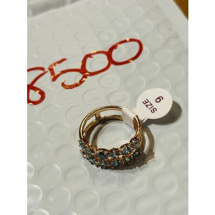 NWT Ring Bomb Party Sz9 RBP Blue Clusters Rose Gold P Band Costume Jewelry