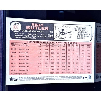 BILLY BUTLER 2015 TOPPS HERITAGE BASEBALL CARD #337
