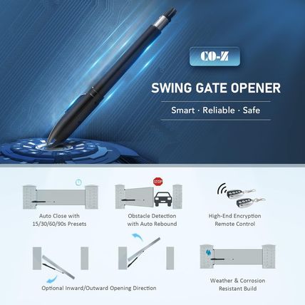 CO-Z Automatic Swing Gate Opener Kit, Electric Gate Opener for Doors up to 660Lb