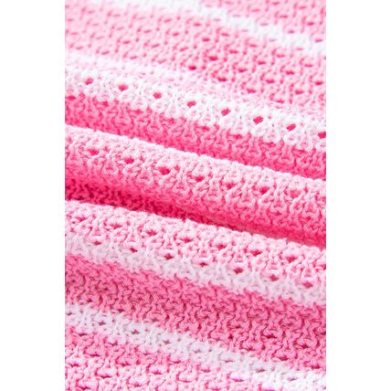 Pink Stripe V Neck Gold Buttons Elegant Sweater Vest