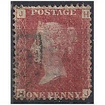 1858 SG43 1d Red Plate 159 Good/Fine Used Check Letters "HJ".