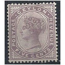 Ceylon 1886 SG195 5c Dull Purple Mounted Mint...