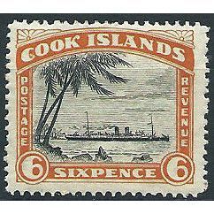 Cook Islands 1944 SG142 6d Black & Orange Mounted Mint ... .