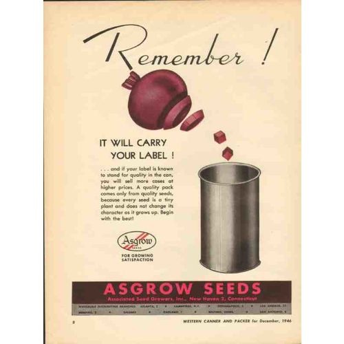 associated seed growers inc 1946 remember red beet label vintage ad