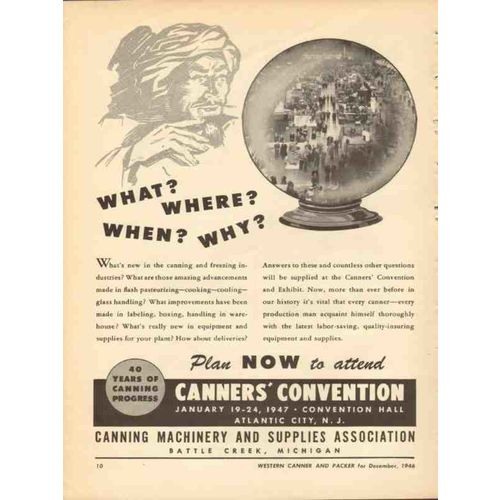 canning machinery supplies assoc 1946 canners convention vintage ad