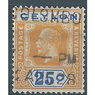 Ceylon 1912 SG312 25c Orange & Blue Fine Used . ..