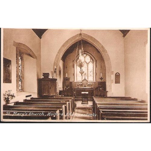 Holford, Somerset - St. Mary's Church interior - Friths postcard c.1920s