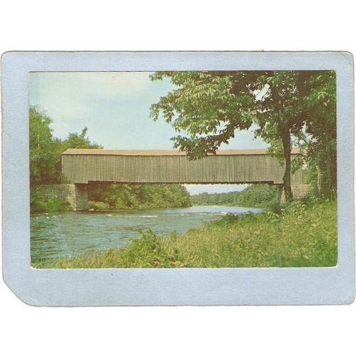 ME Sangerville Covered Bridge Postcard Lowes Bridge Over Piscataquis River~172