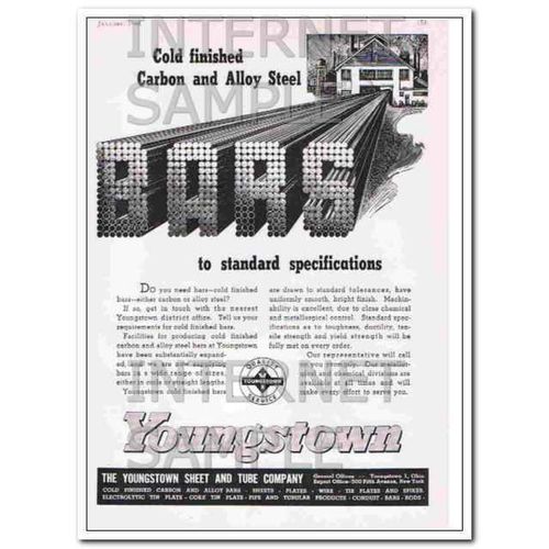 YOUNGSTOWN SHEET TUBE COMPANY 1948 Cold finished steel bars vintage ad