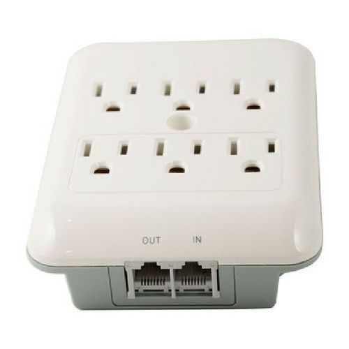 6 Outlet Slim Surge Protector Wall Tap with Telephone and RJ-45 Protection - 540