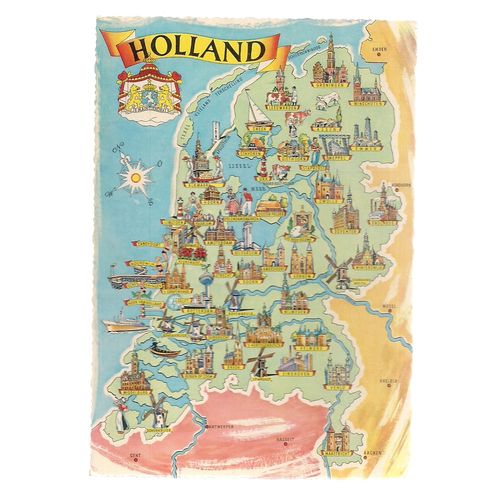 HOLLAND MAP unused vintage postcard =