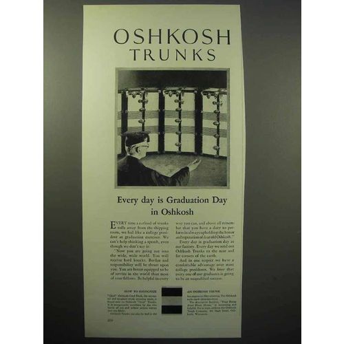 1930 Oshkosh Trunks Ad - Every Day is Graduation