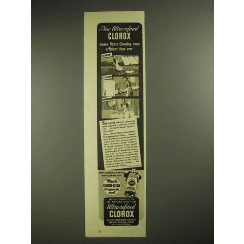 1940 Clorox Bleach Ad - Makes House Cleaning Efficient