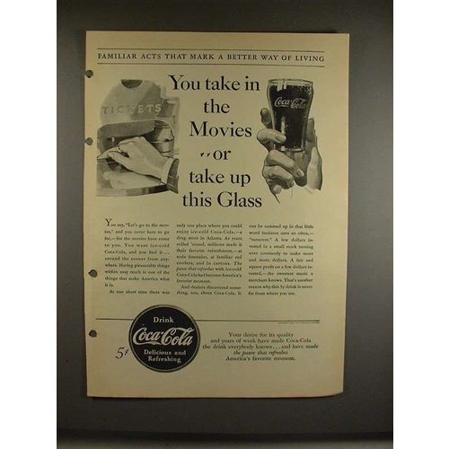1940 Coca-Cola Coke Soda Ad - Take in the Movies!