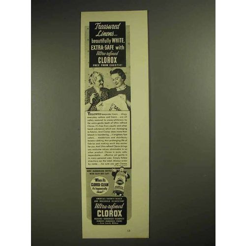 1940 Clorox Bleach Ad - Treasured Linens