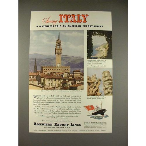 1949 American Export Lines Cruise Ship Ad - Sunny Italy