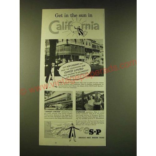 1951 Southern Pacific Railroad Ad - Get in the sun in California
