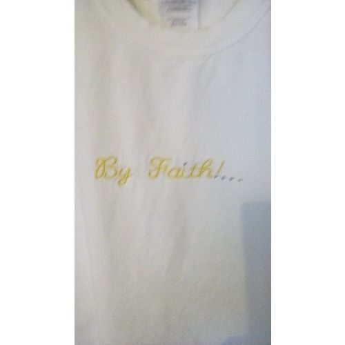 "By Faith" T-Shirt, XL, Short Sleeve, White