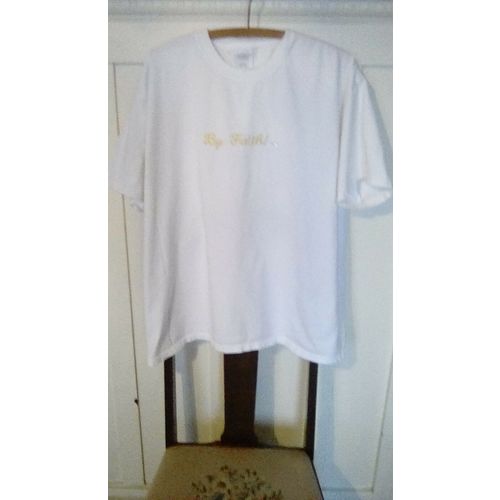 "By Faith" T-Shirt, XL, Short Sleeve, White