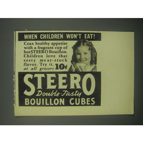 1940 Steero Bouillon Cubes Ad - When children won't eat!