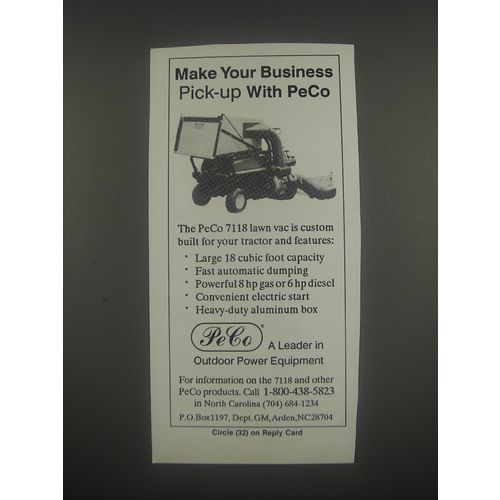 1991 PeCo 7118 lawn vac Ad - Make your business pick-up with PeCo