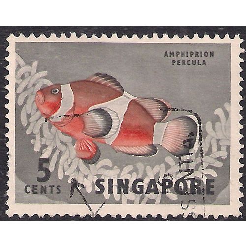 Singapore 1962 - 66 QE2 5ct Clownfish SG 66 ( K461 )